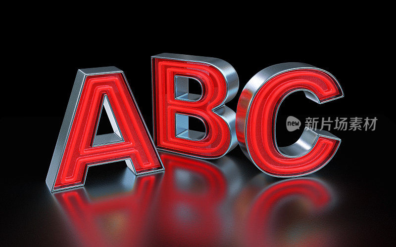 红色霓虹字体- ABC